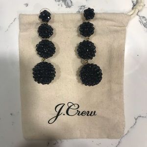 J.Crew Navy Crystal Beaded Ball Earrings